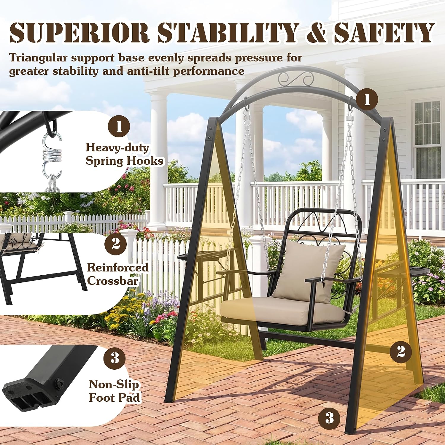 Outdoor Porch Swing Chair With Stand