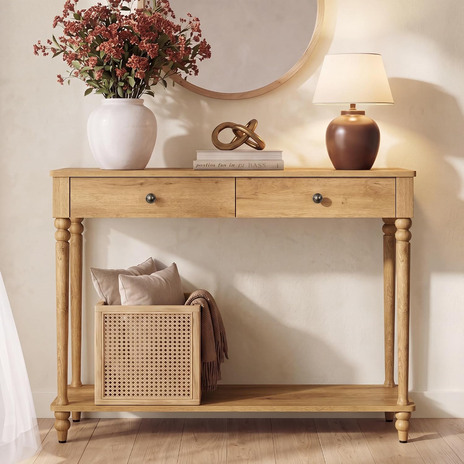 Narrow Wood‑Leg Entryway Sofa Console Table