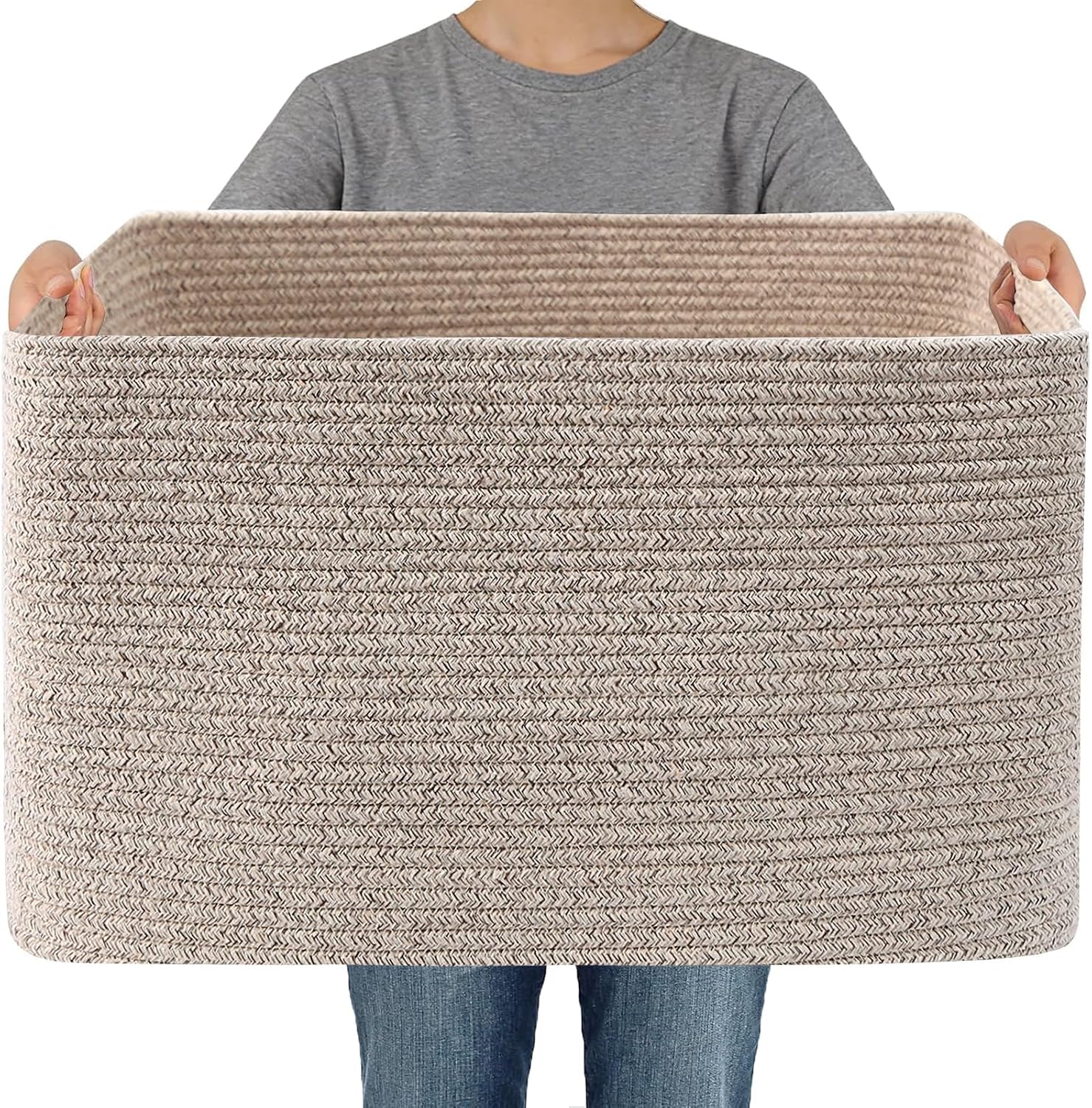 Large Woven Cotton Rope Storage Basket