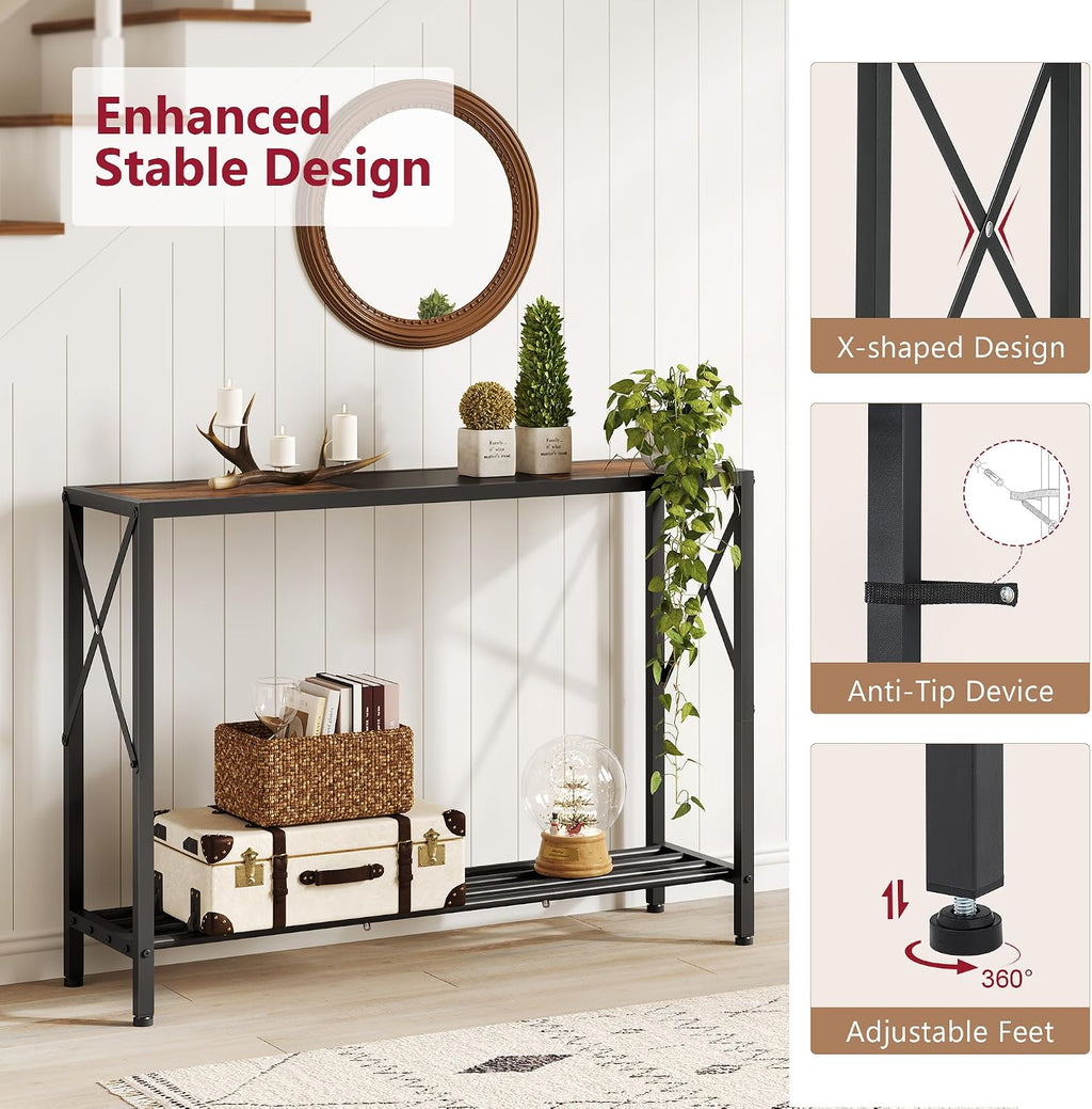 Industrial 2‑Tier Entryway Console Table