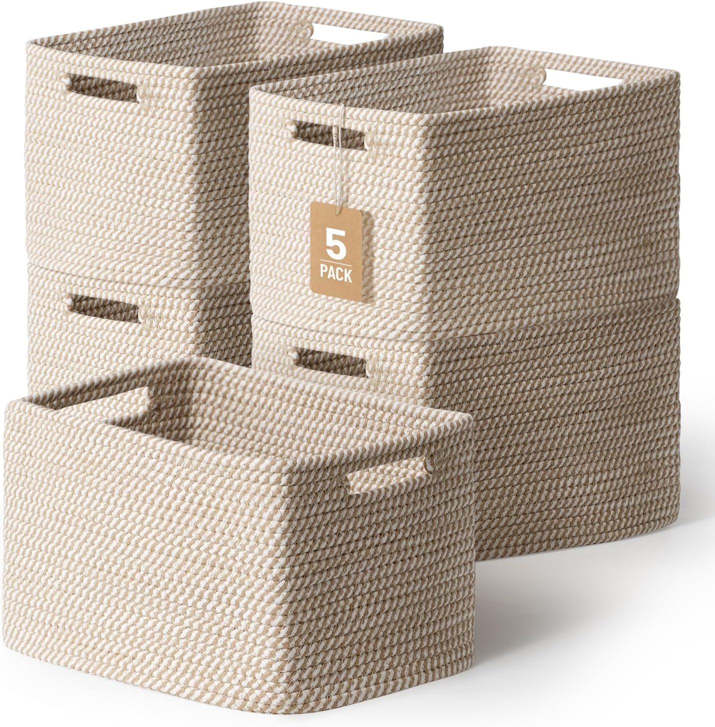 Decorative Woven Storage Baskets 5‑Pack