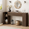 Fluted Long Console Table With Storage Cabinets