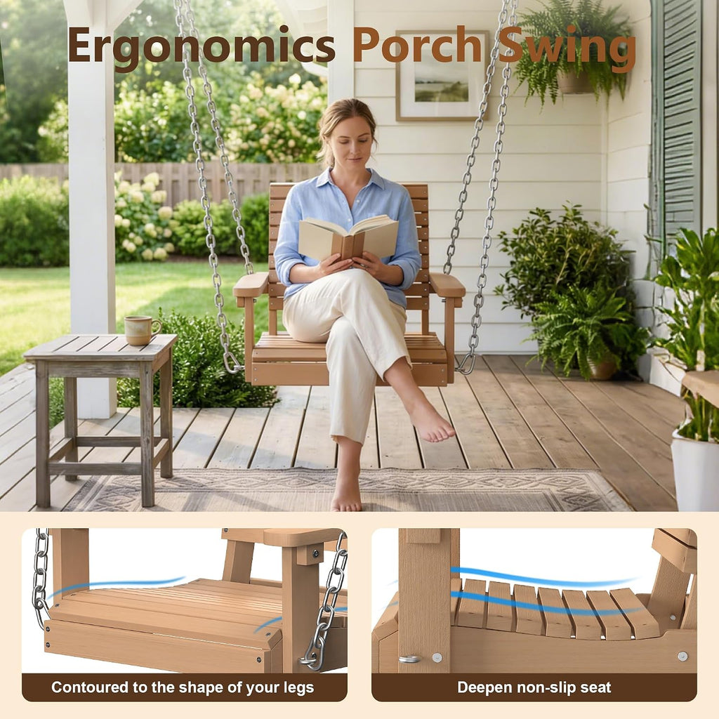 Heavy‑Duty HDPE Outdoor Porch Swing Chair
