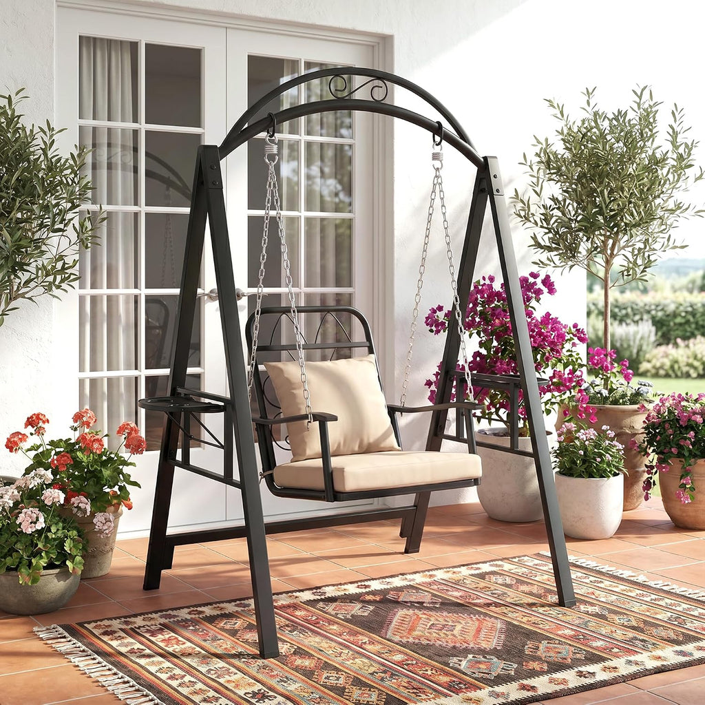Outdoor Porch Swing Chair With Stand