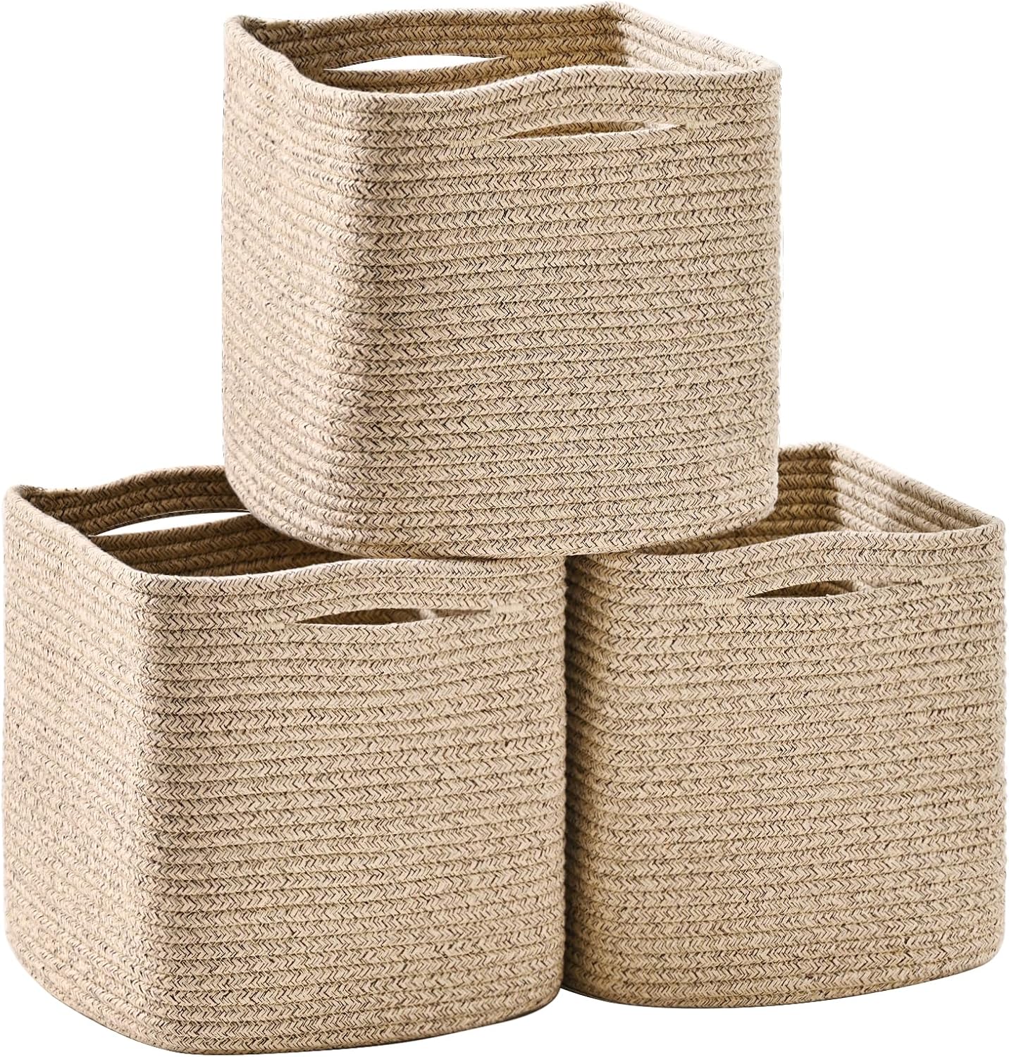 Woven Cube Storage Baskets 3‑Pack