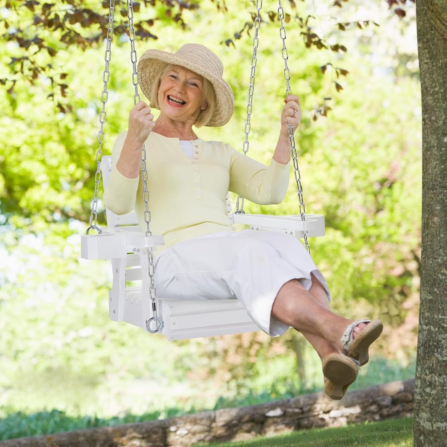 Heavy‑Duty Wooden Porch Swing Chair
